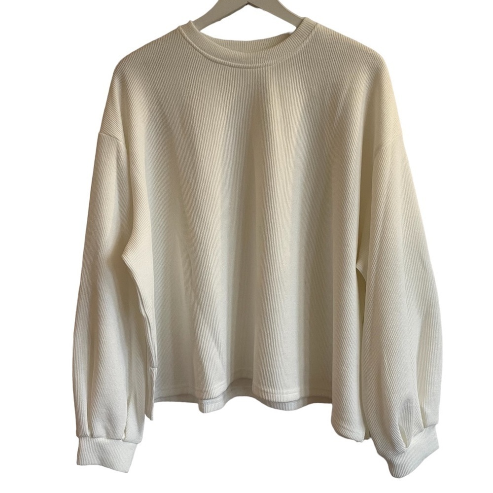 NWOT Silk & Salt Long Sleeve Ribbed Balloon Sleeve Pullover Top, One Size